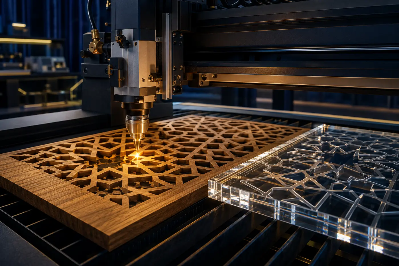 ماكينة CNC أثناء القص والحفر الدقيق